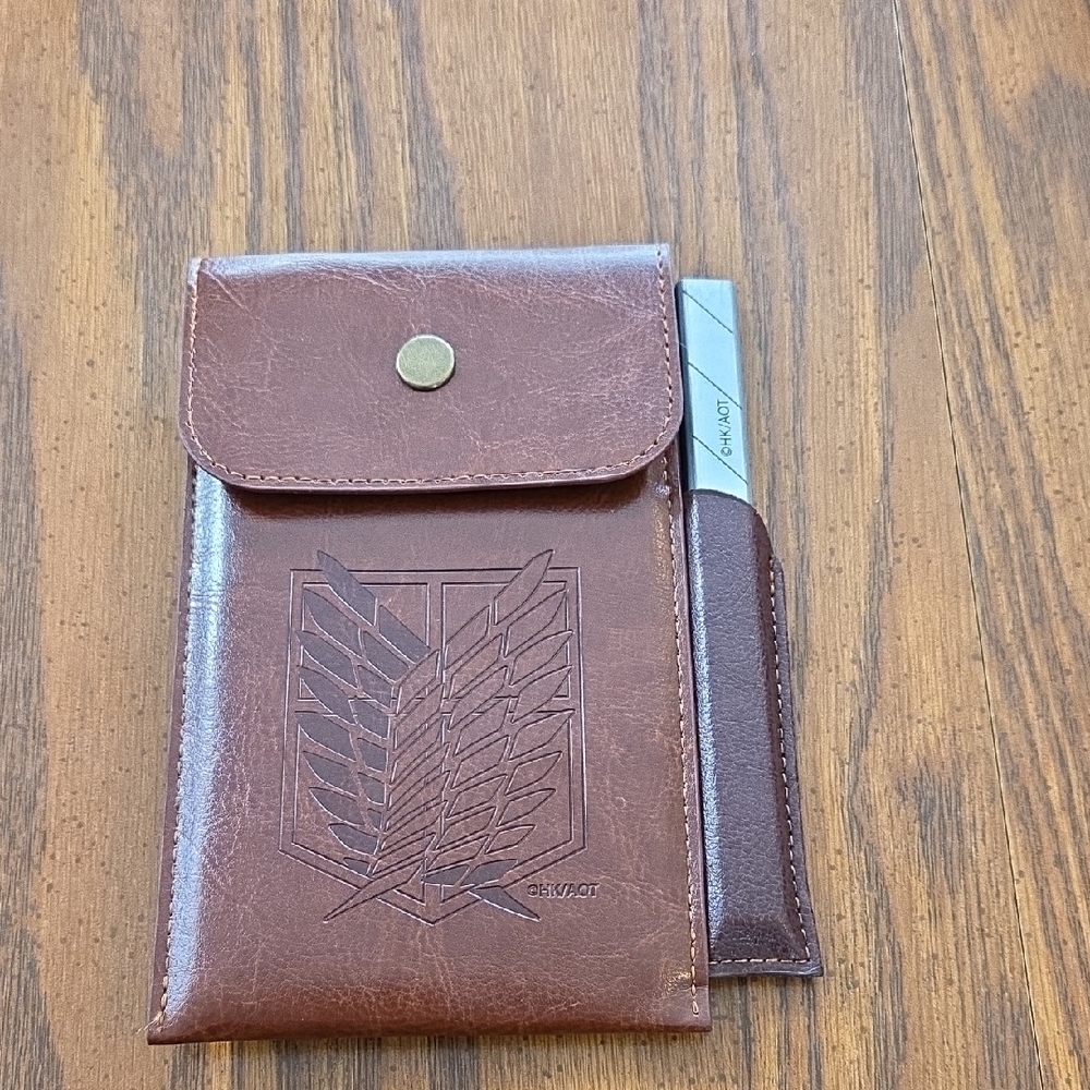 AOT Faux-leather Pouch, Notebook, Pencil Set.